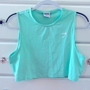 Teal Gymshark cropped workout tank top size small
